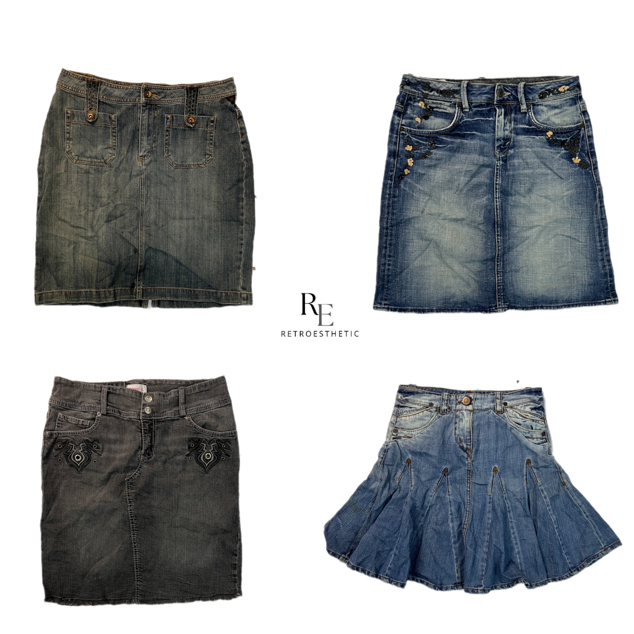 Saia Midi de Jeans da Era Britney Y2K (RE-2314)