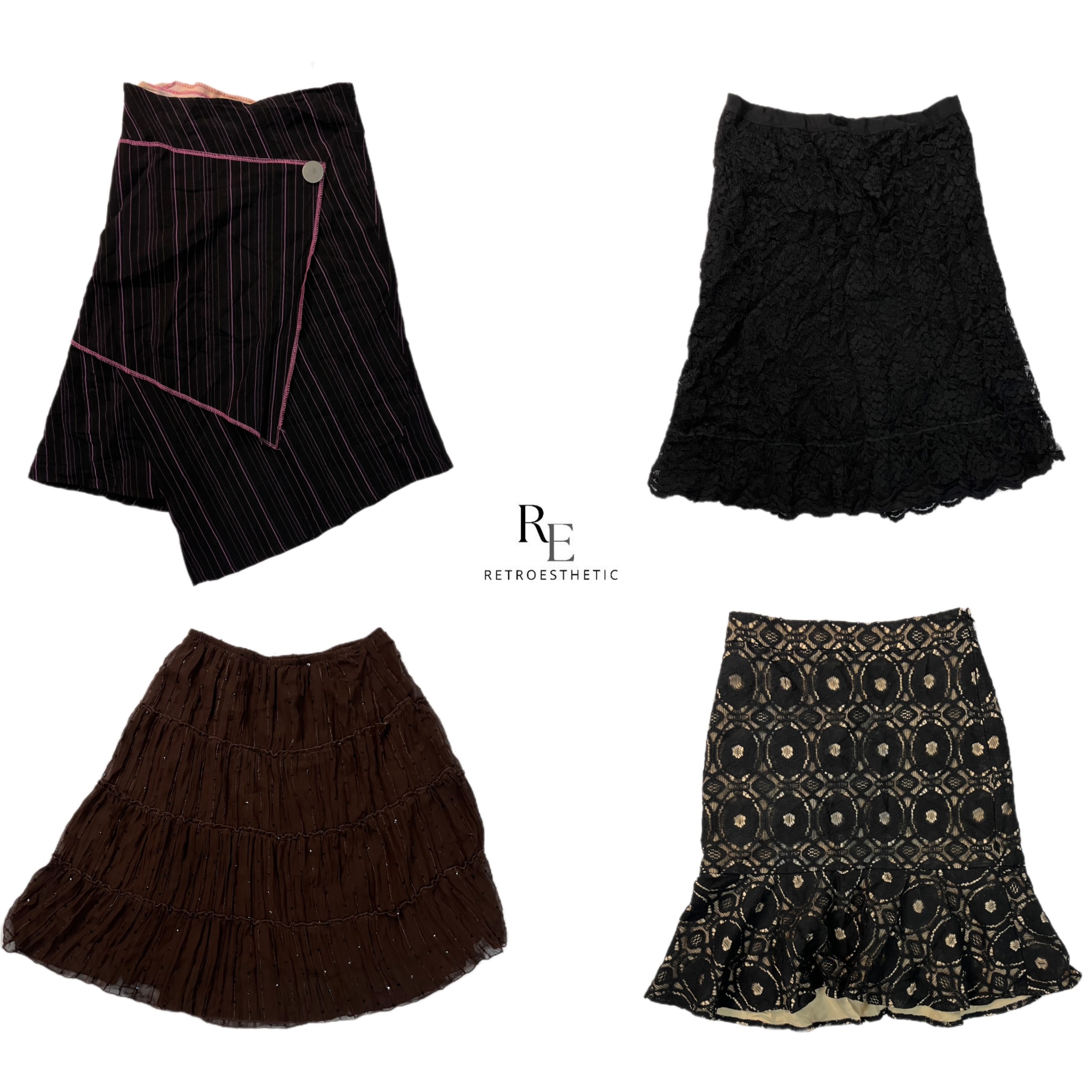 Y2K Gothic Mix Summer Midi Skirts (RE-2315)