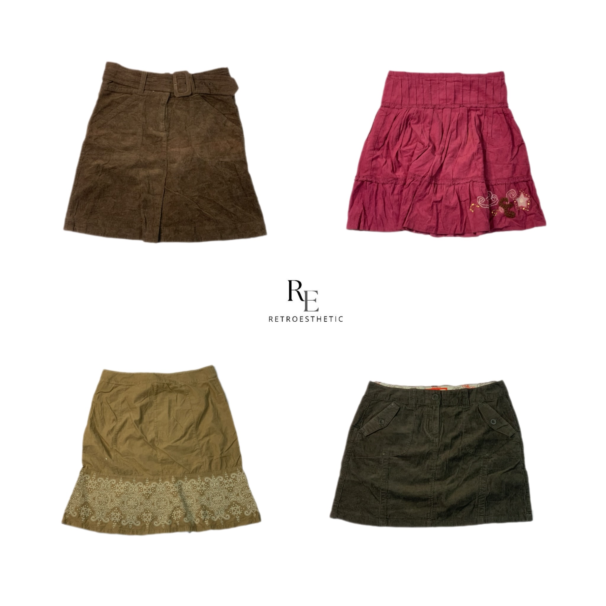 Y2K Corduroy Unique Mix Skirts (RE-2318)