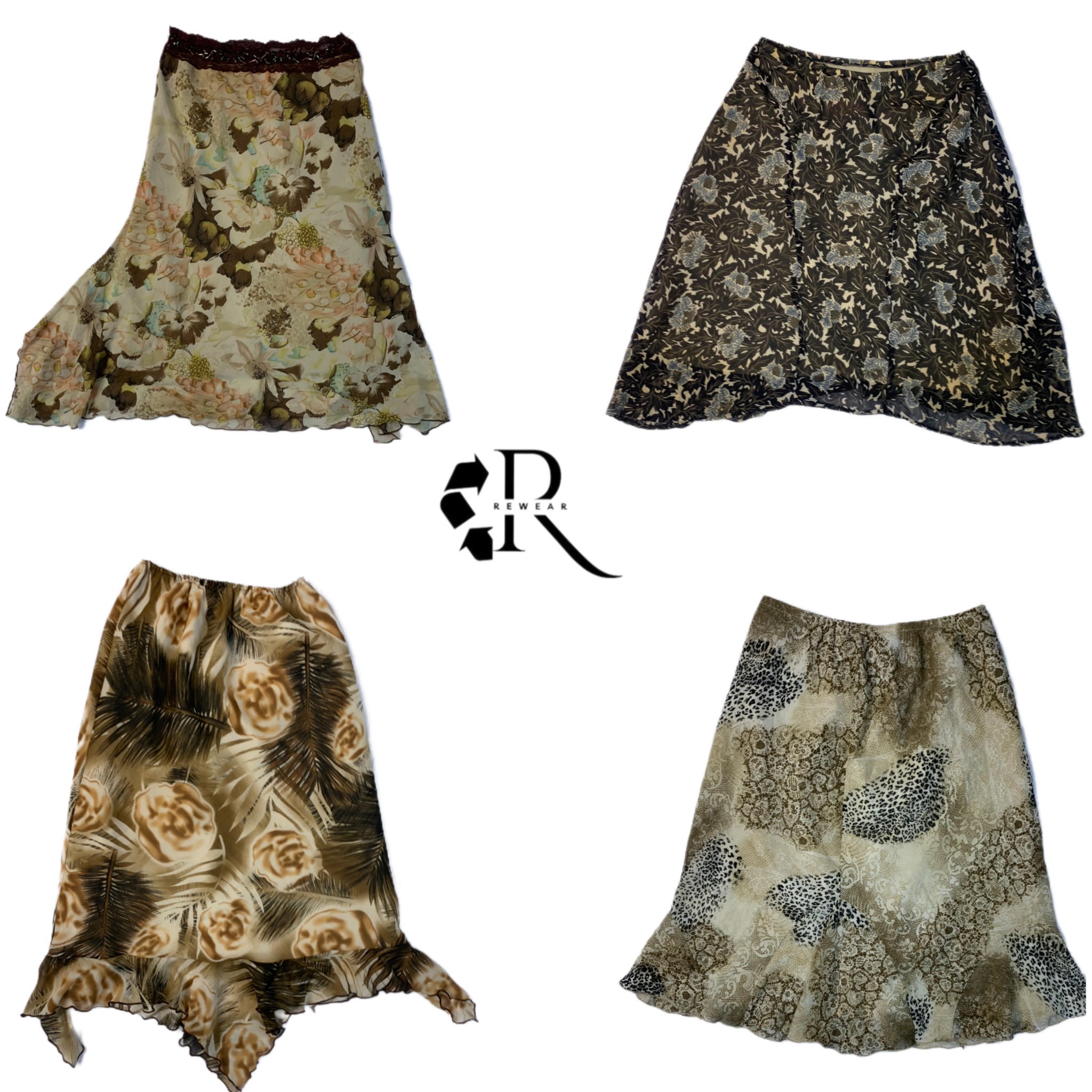 Faldas de verano florales en tonos terracota Y2K (RE-2320)