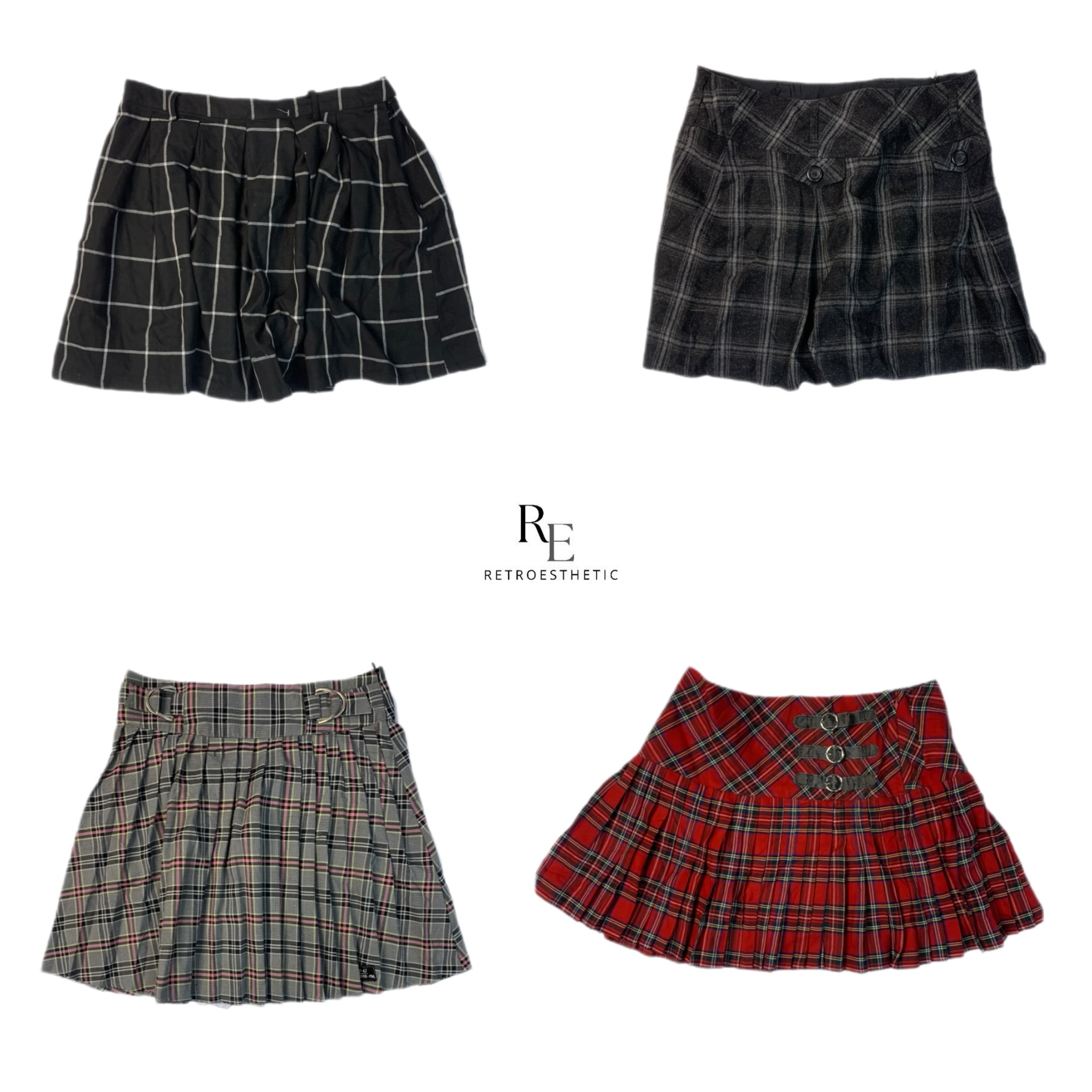 Minifaldas a rayas de cuadros Tartan Y2K (RE-2321)