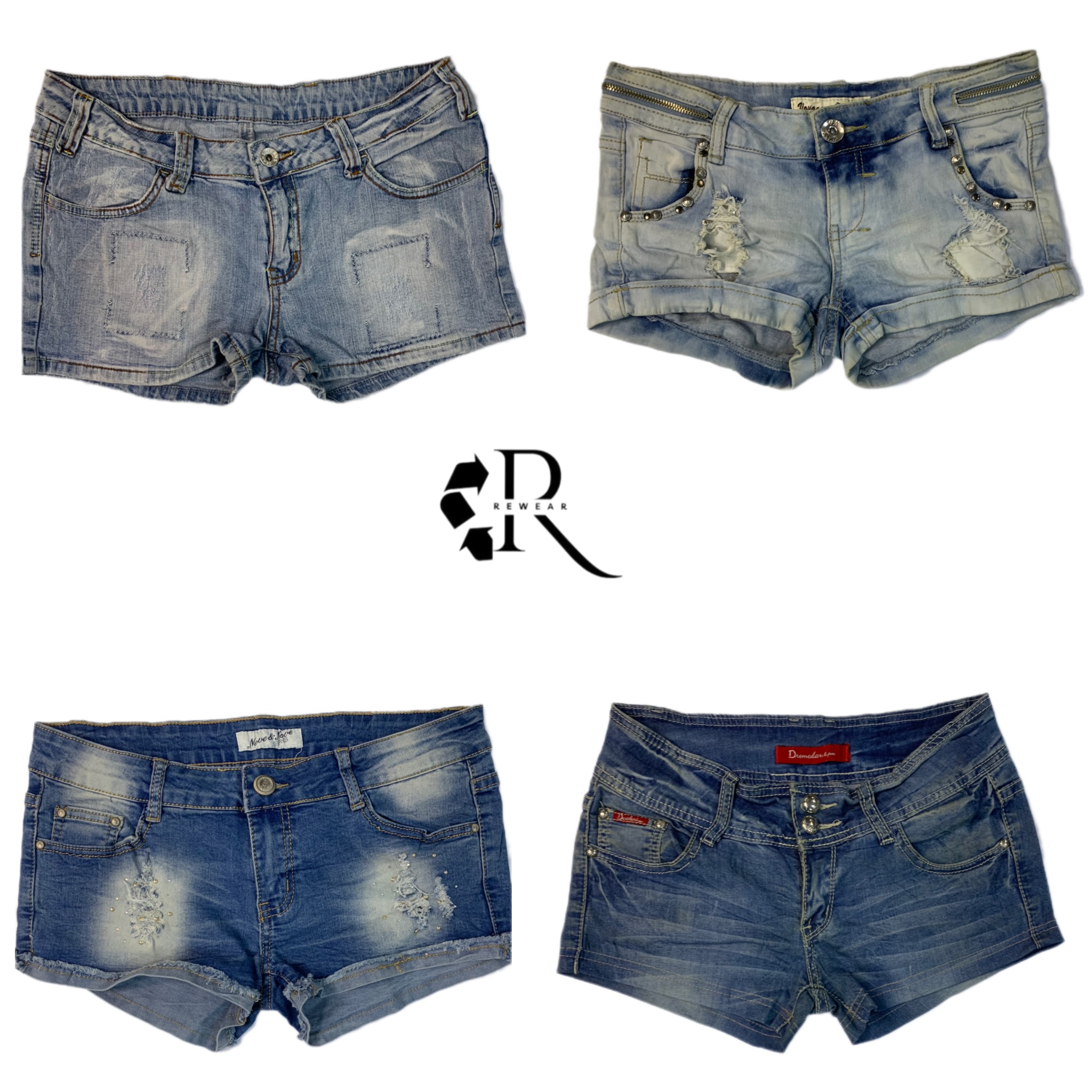 Shorts de Denim Únicos Y2K (RE-2328)