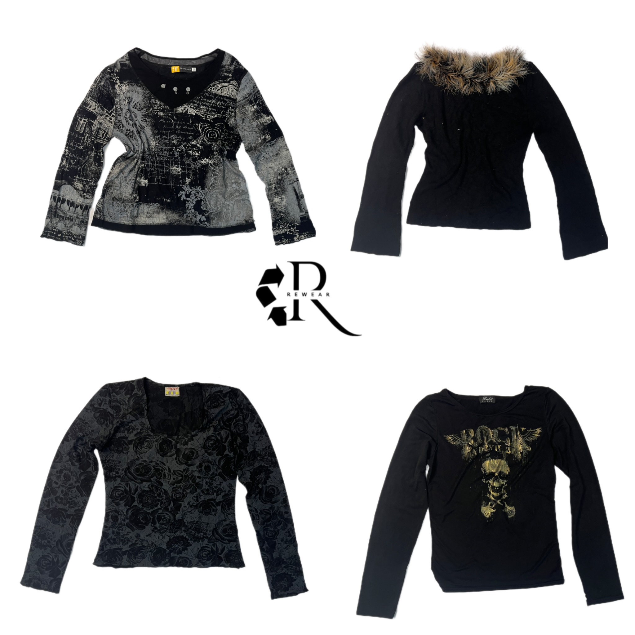 Y2K Black Mesh Full Sleeve Tops (1096)