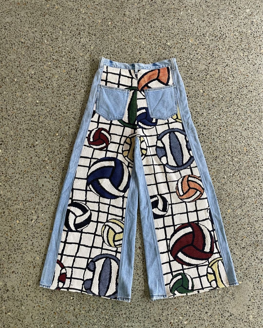 Upcycled Tapestry Panel Denim Pants