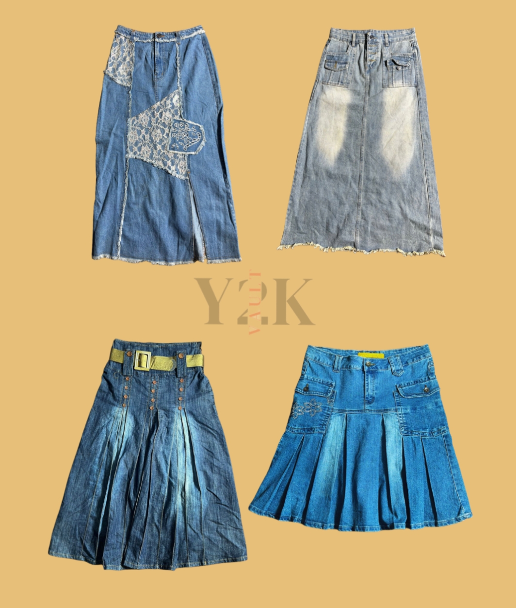 Retro Jean Skirt Revival – Y2K Vibes (Yv-413)