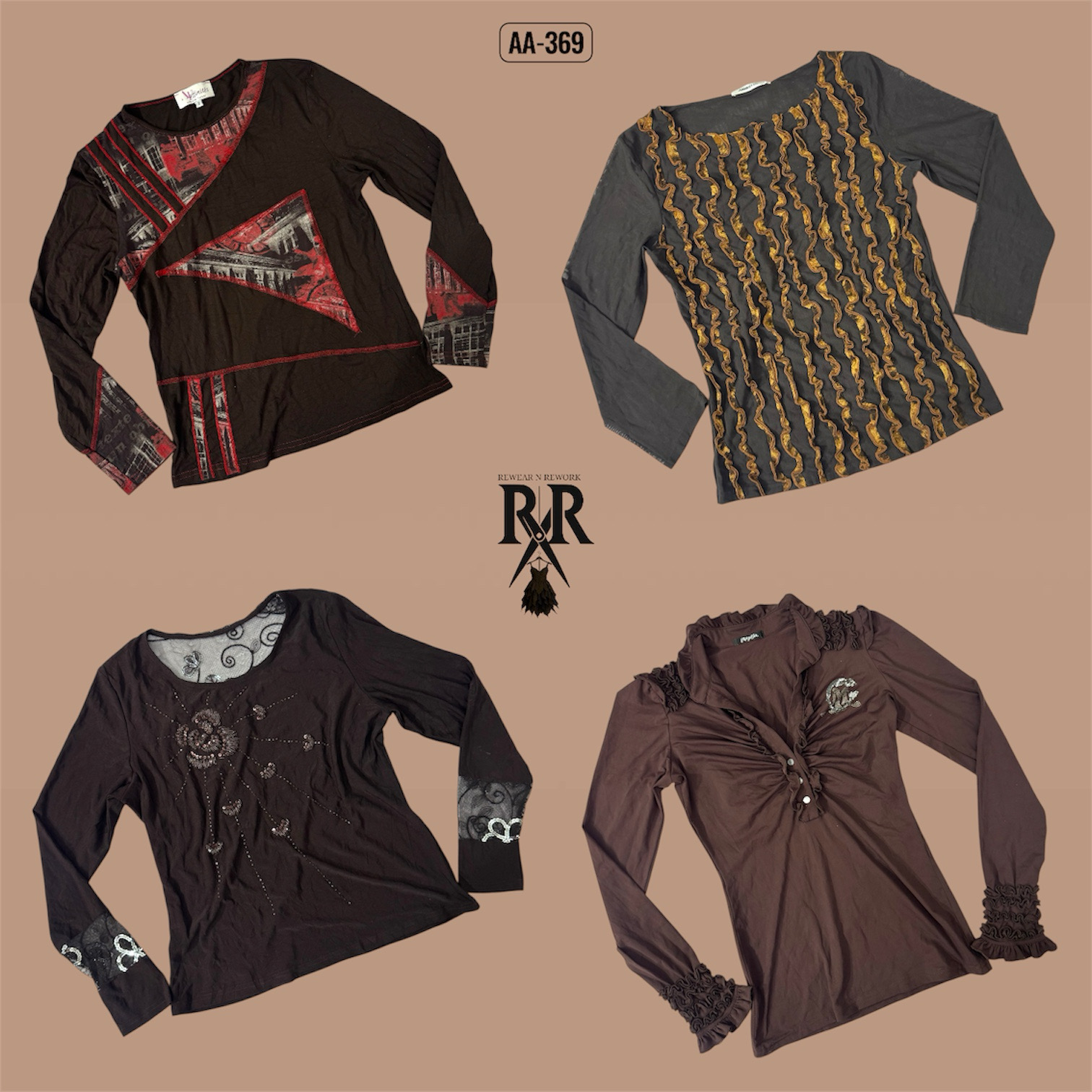 Y2K Dark Earthy Tone Full Sleeve Tops (AA-369)