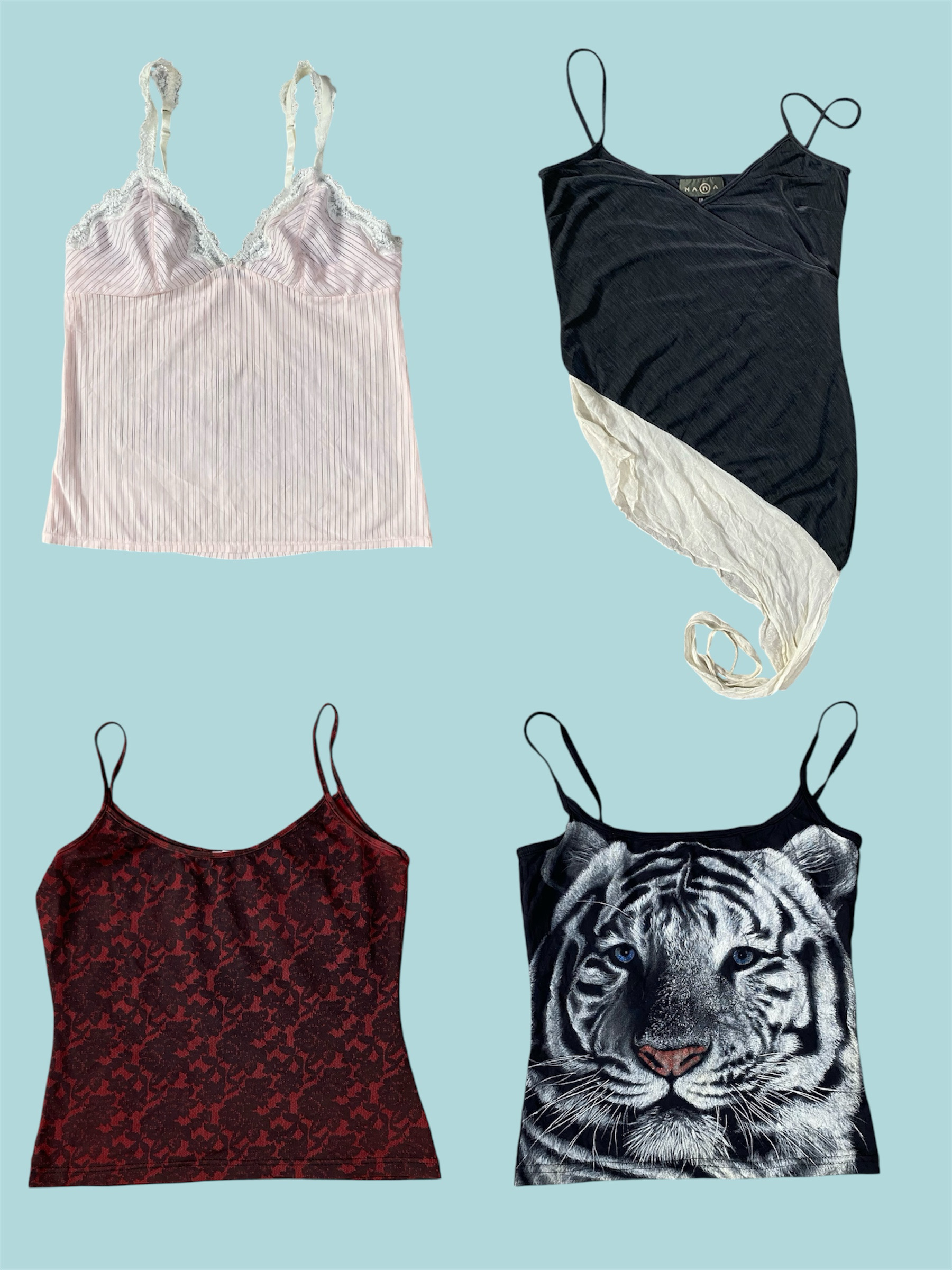 Nostalgia Suave: Tops Cami Icônicos Y2K(TS:1248)