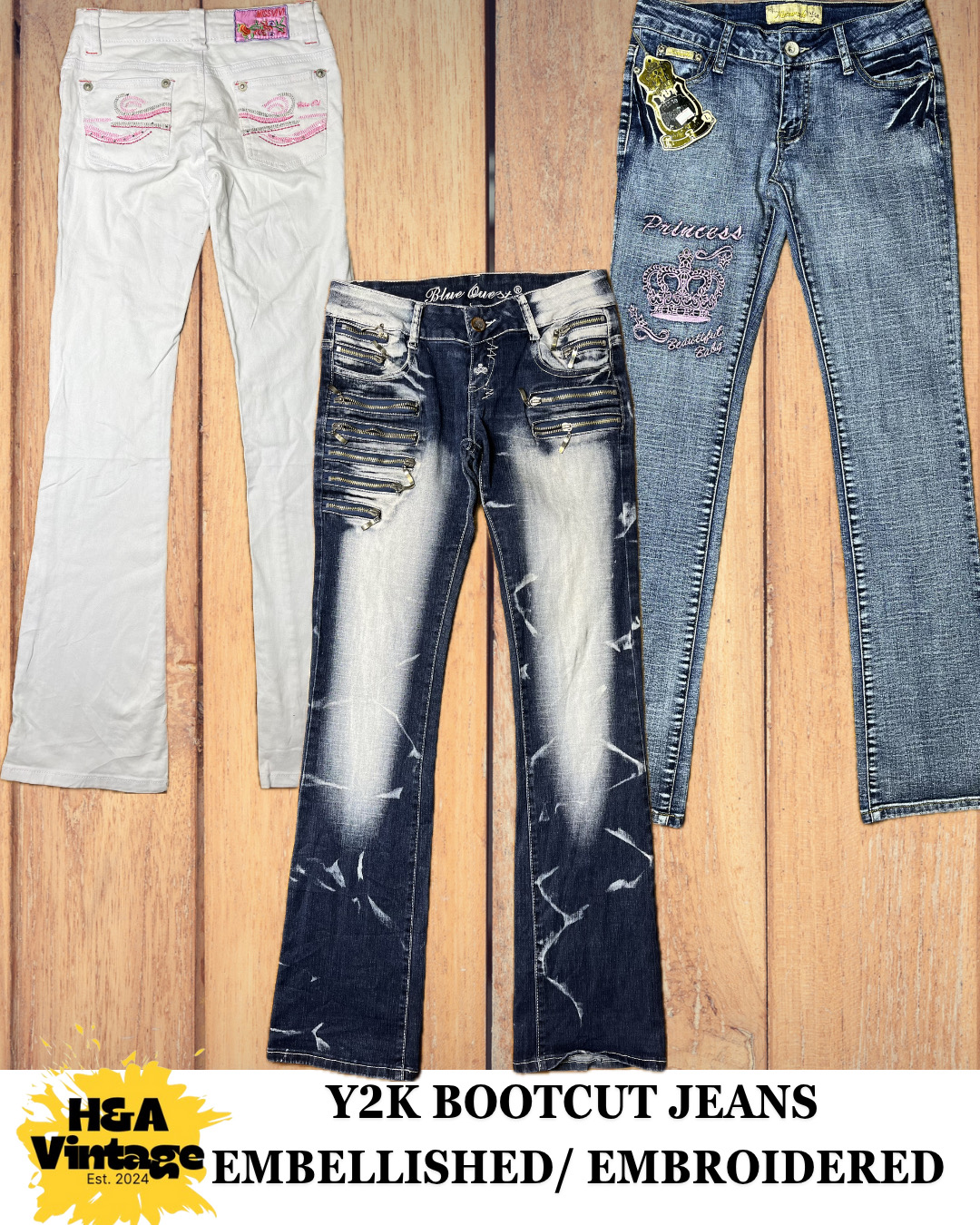 Y2K EMBROIDERED OR EMBELLISHED BOOTCUT JEANS