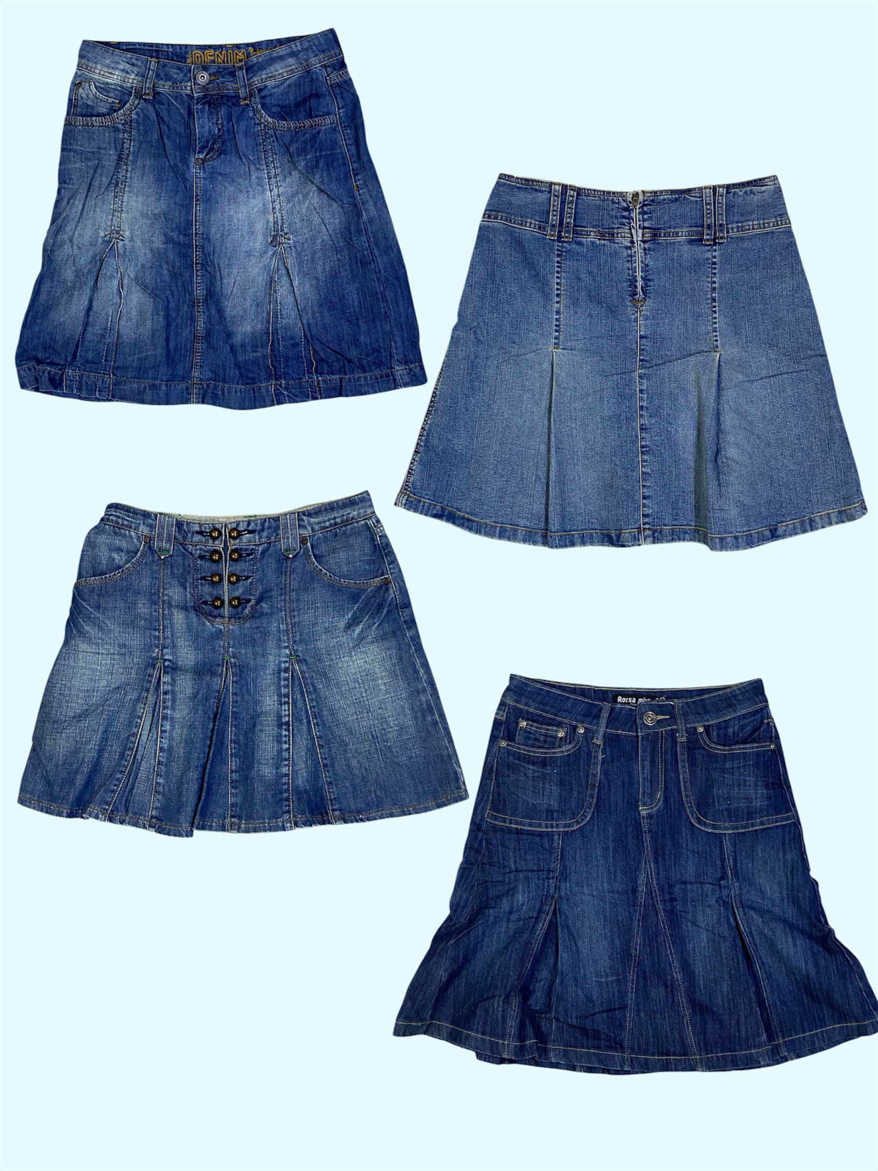 Faldas midi plisadas de denim Y2K (TS:1264)