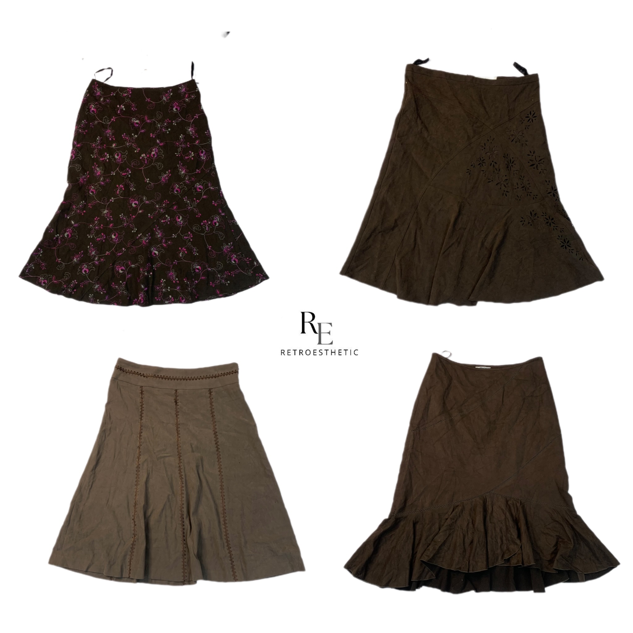 Y2k brwon tone Poky skirts (RE-2359)