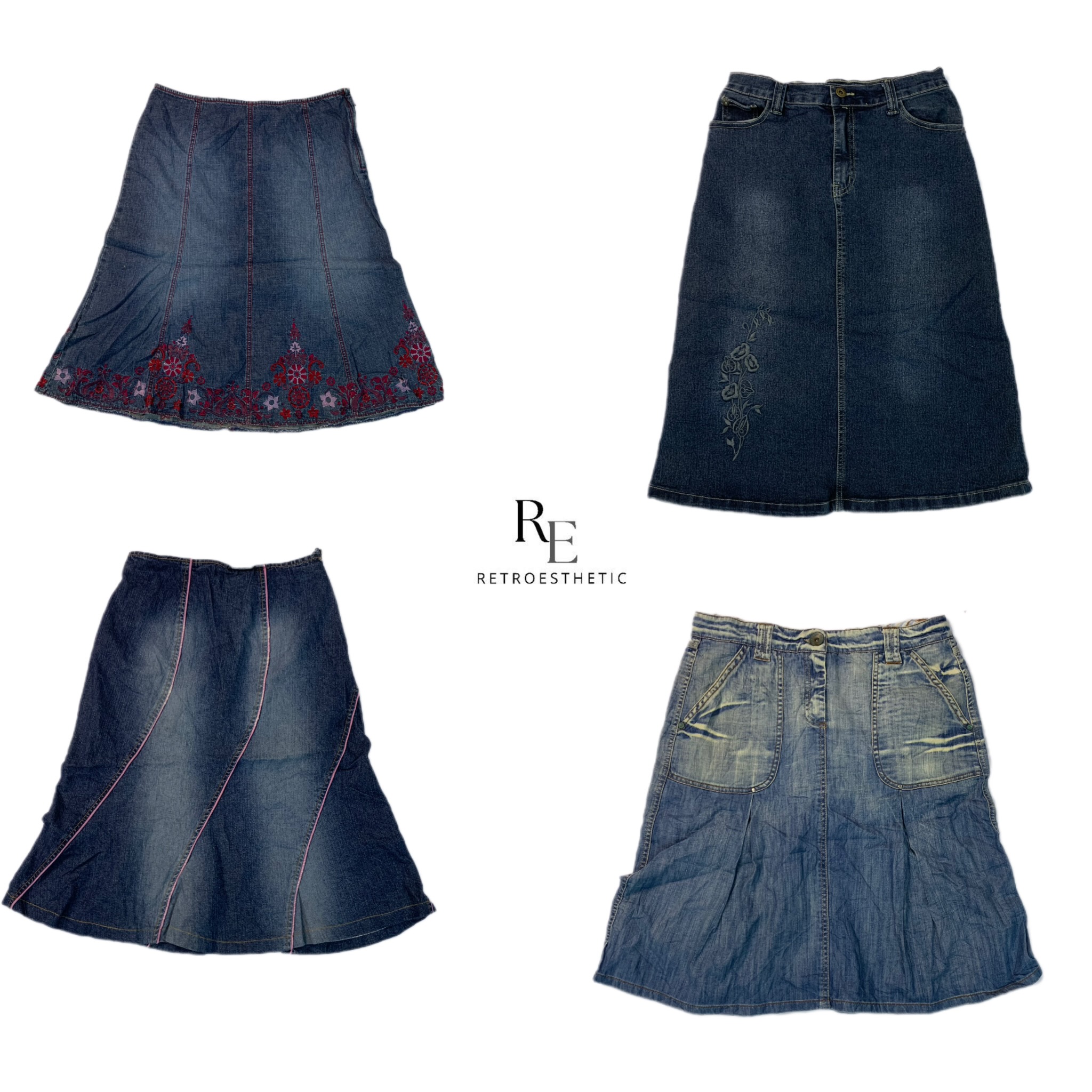 Y2k Denim lange Röcke (RE-2356)