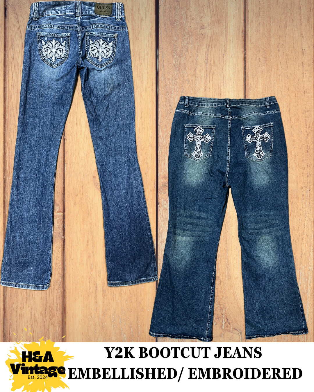 Y2K EMBROIDERED OR EMBELLISHED BOOTCUT JEANS