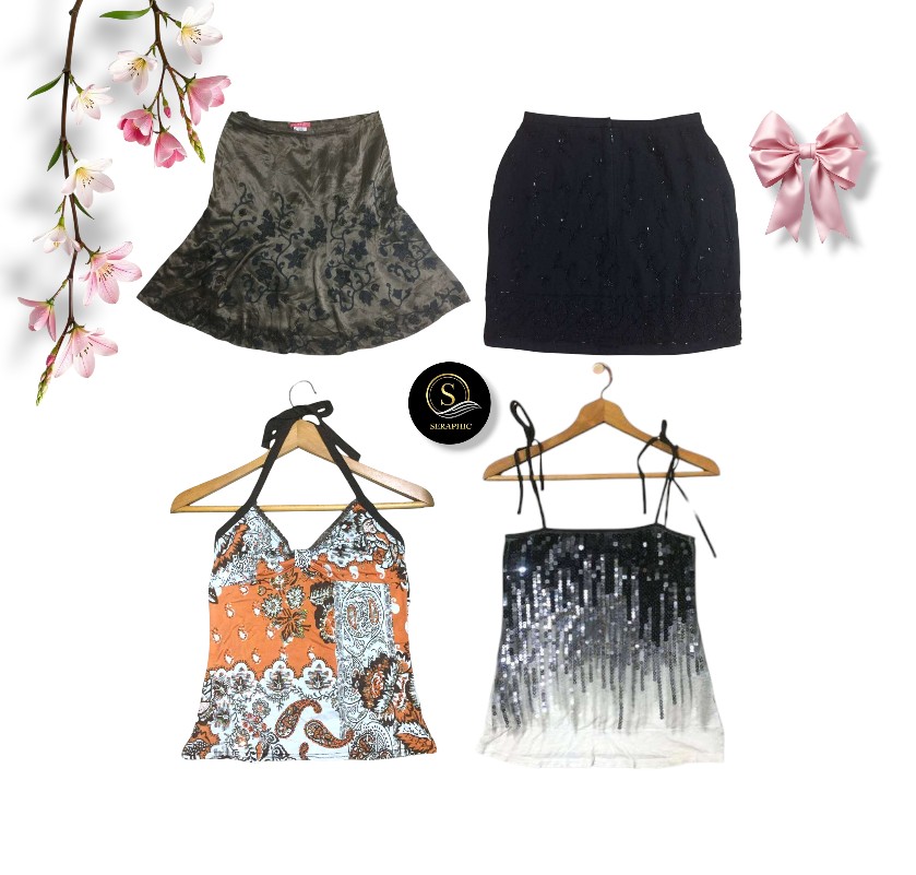 Débardeurs et jupes embellis de perles et de sequins
