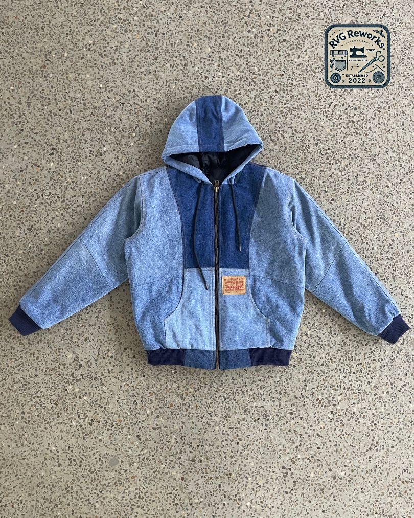 Upcycled Denim Panel Hoodie