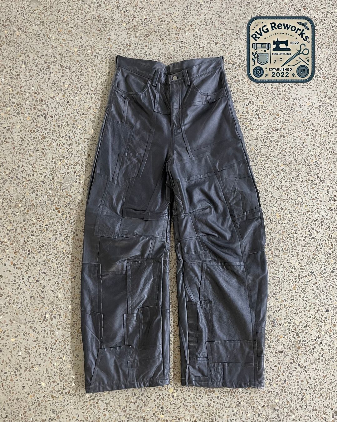 Upcycled Leather Patchwork Pants
