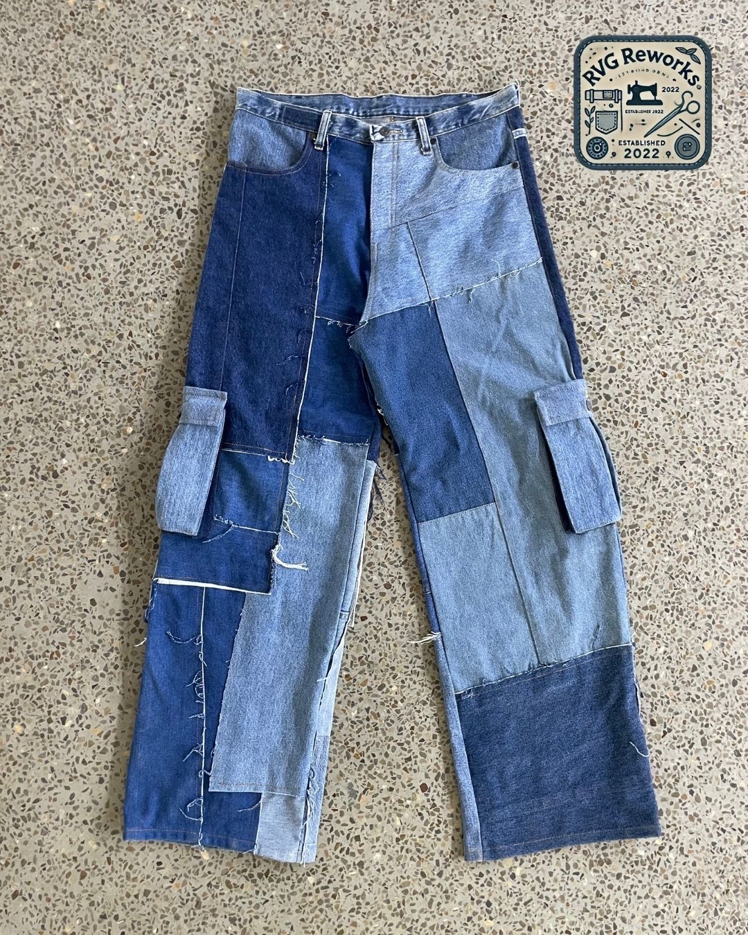 Upcycled Denim Cargo Patchwork Pants