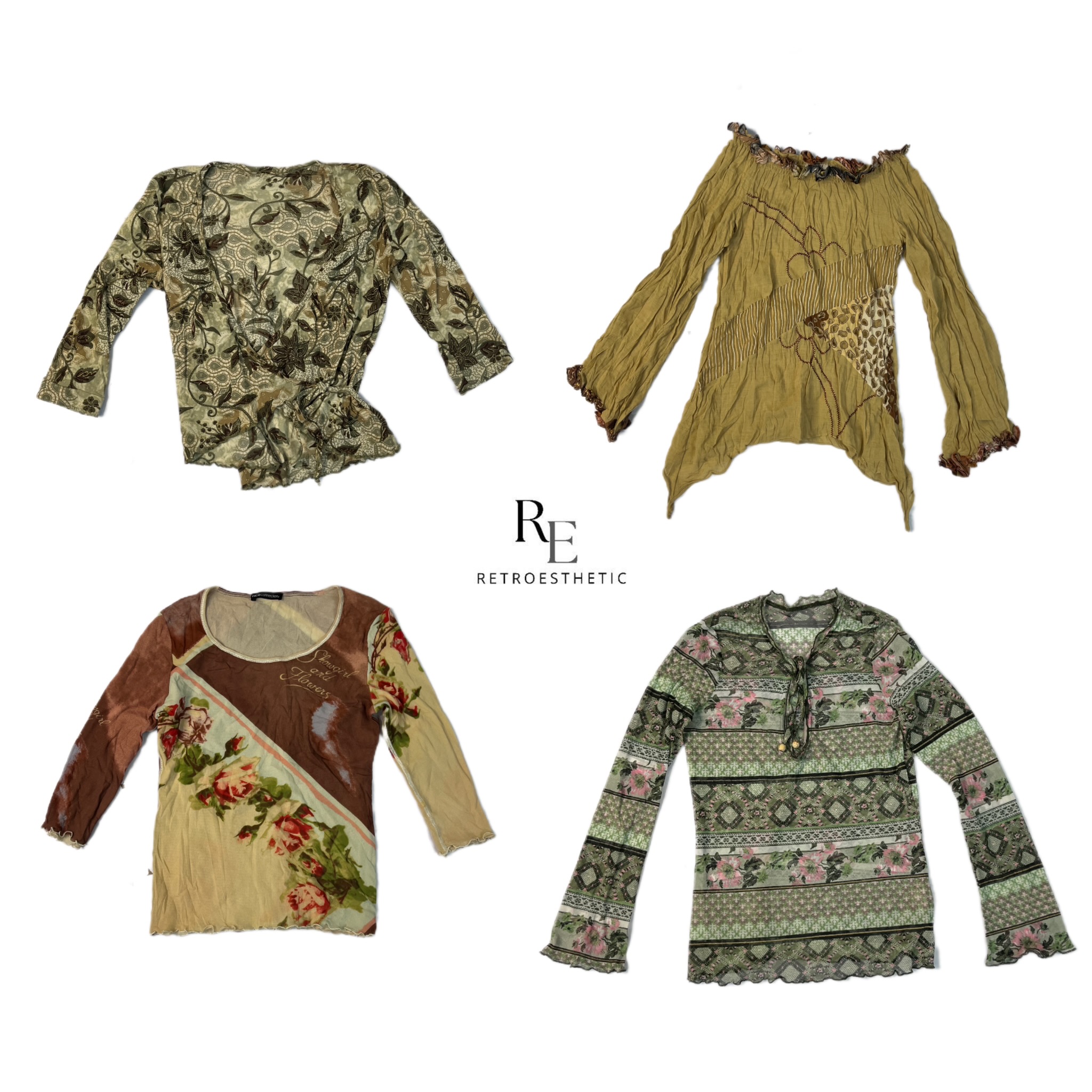 Y2k Earthy Tone Mix full Sleeves Tops Re-2369
