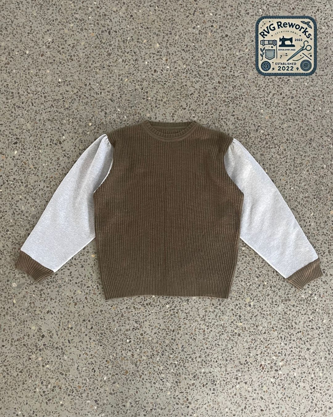 Upcycled Contrast Sleeve Knit Sweater