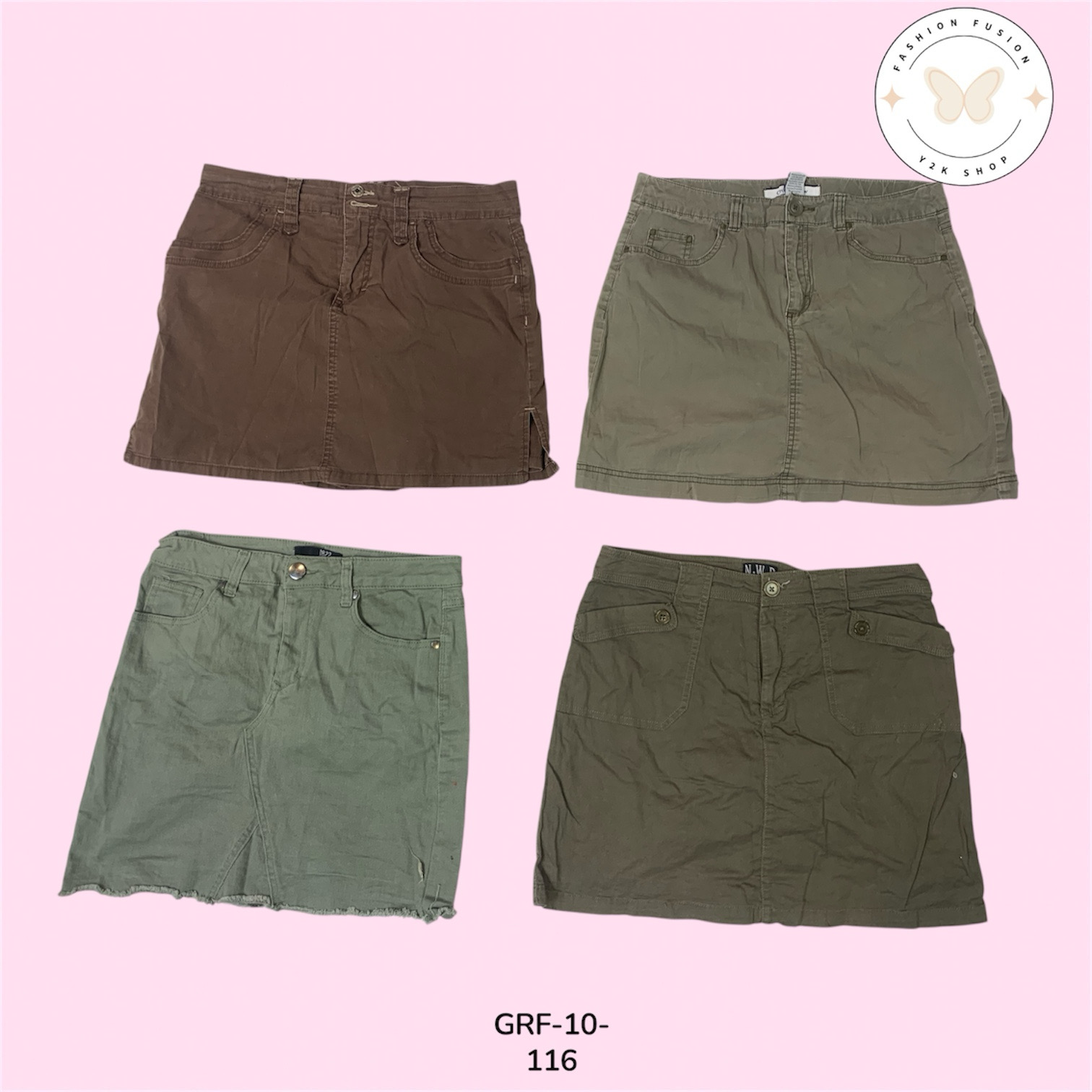 Saia Mini Cargo de Algodão – Estilo Utilitário do Dia a Dia (GRF-10-116)