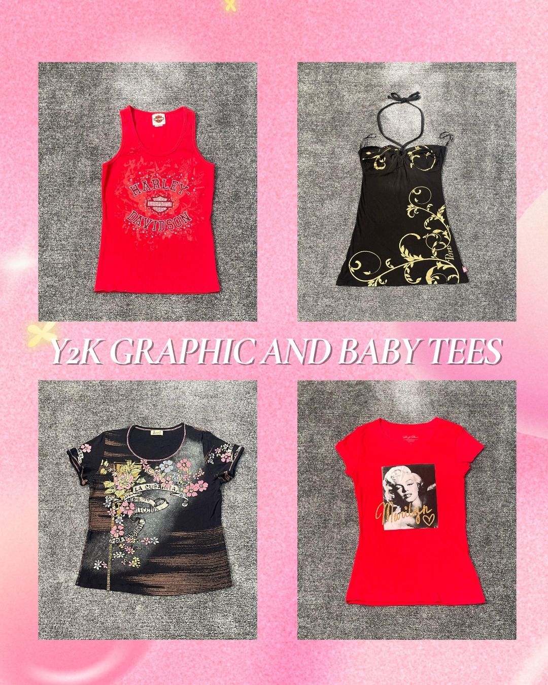 Mix di Camicie Grafiche Y2K e Baby Tee