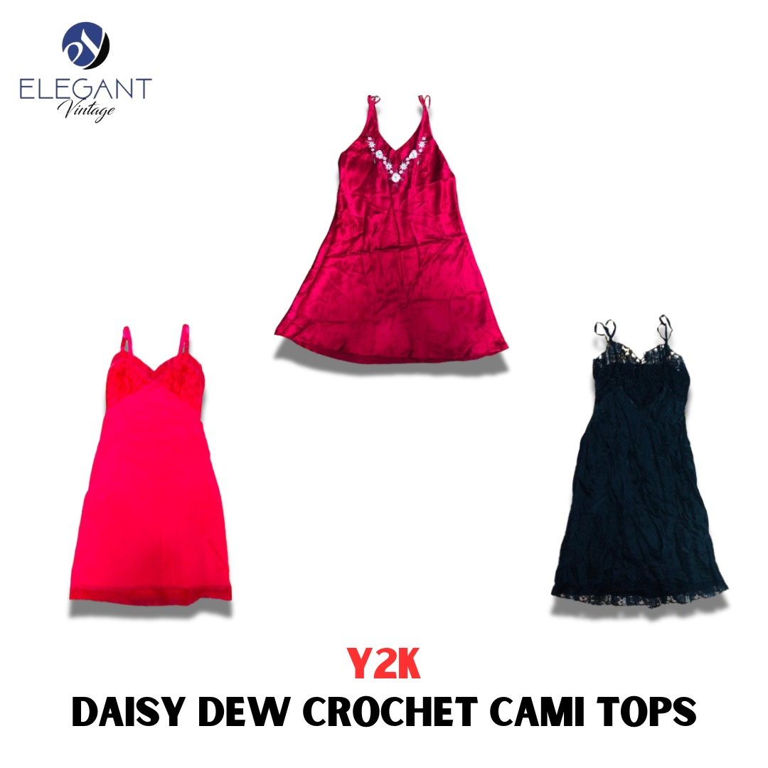 Y2K Daisy Dew Crochet Cami Tops - EV01179