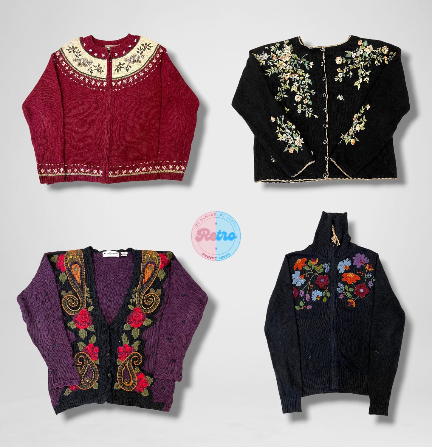 Suéteres bordados vintage Y2K