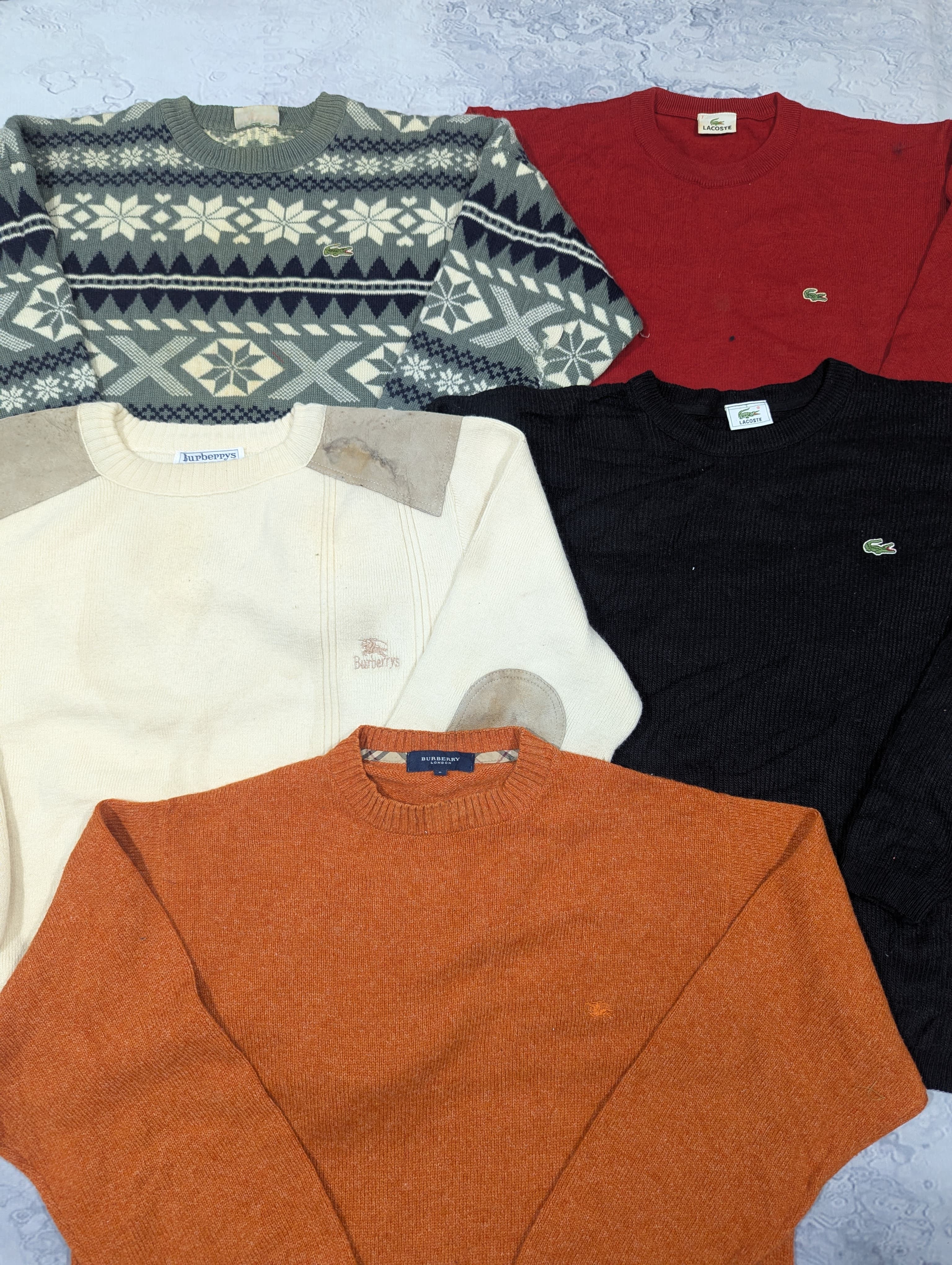 Lacoste and Burberry knitwear