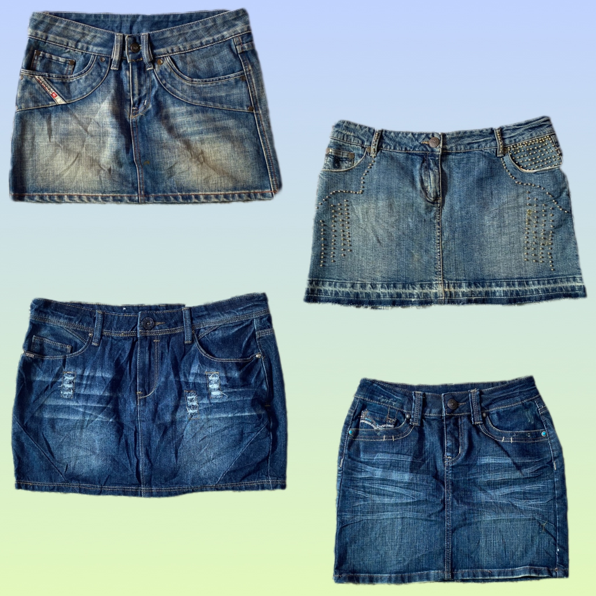 Minis saias de denim da Era Britney Y2K (TS-1317)