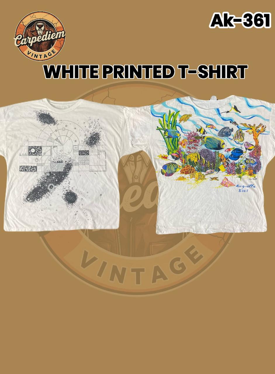 T-shirt bianca stampata Ak-360