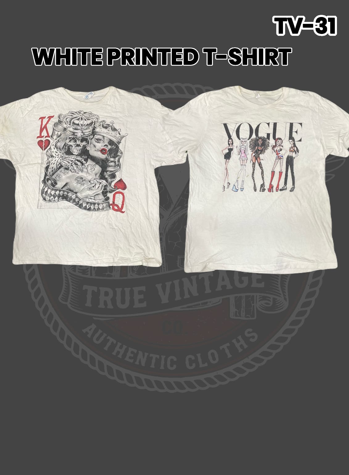 Weiße bedruckte T-Shirt Tv-31