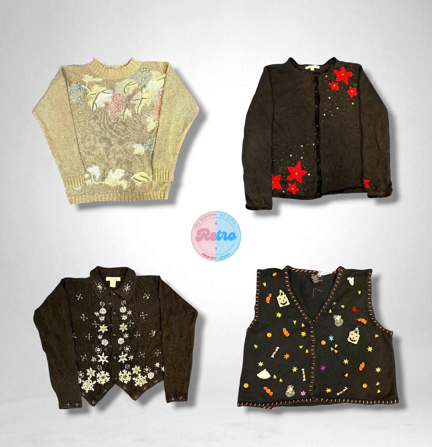 Cardigan di perline a forma di fiocco di neve Y2K (E)