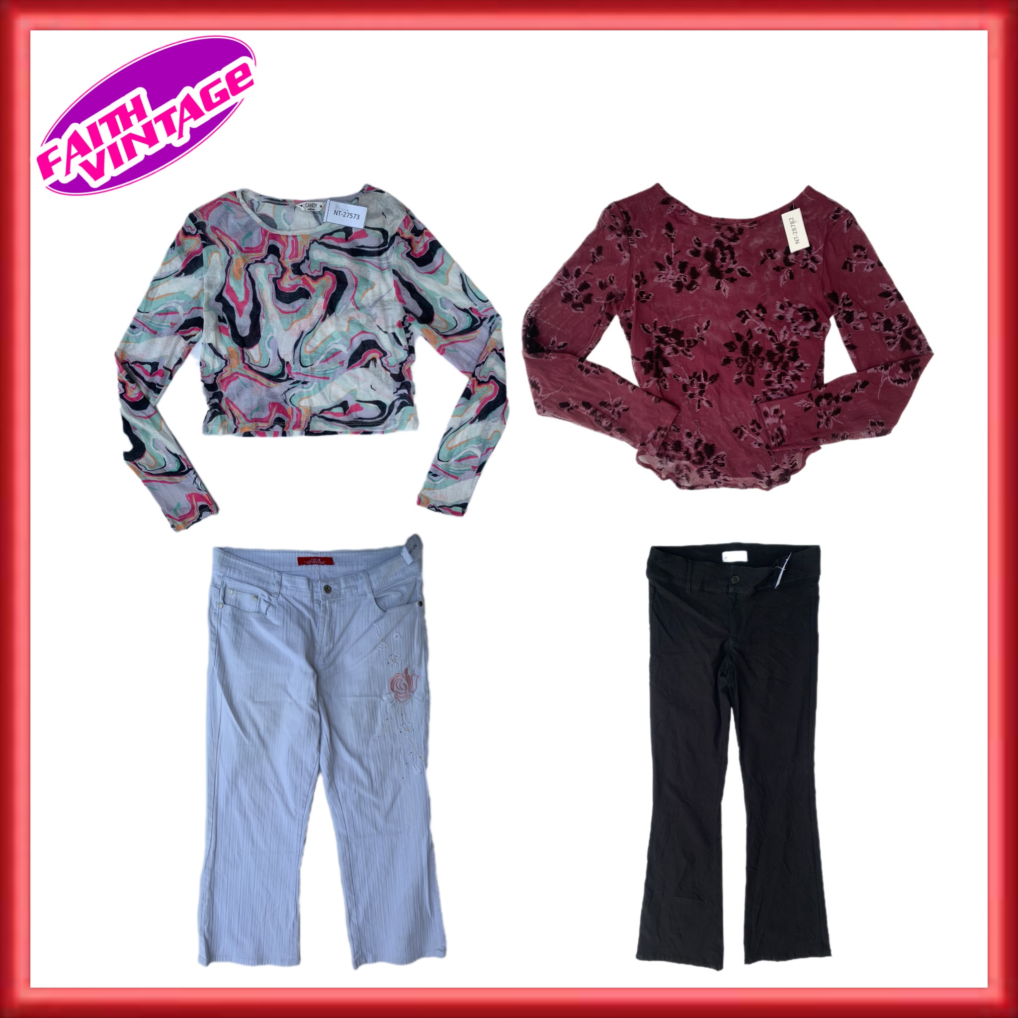 Modern Mesh Tops and Jeans Mix (FV-019)