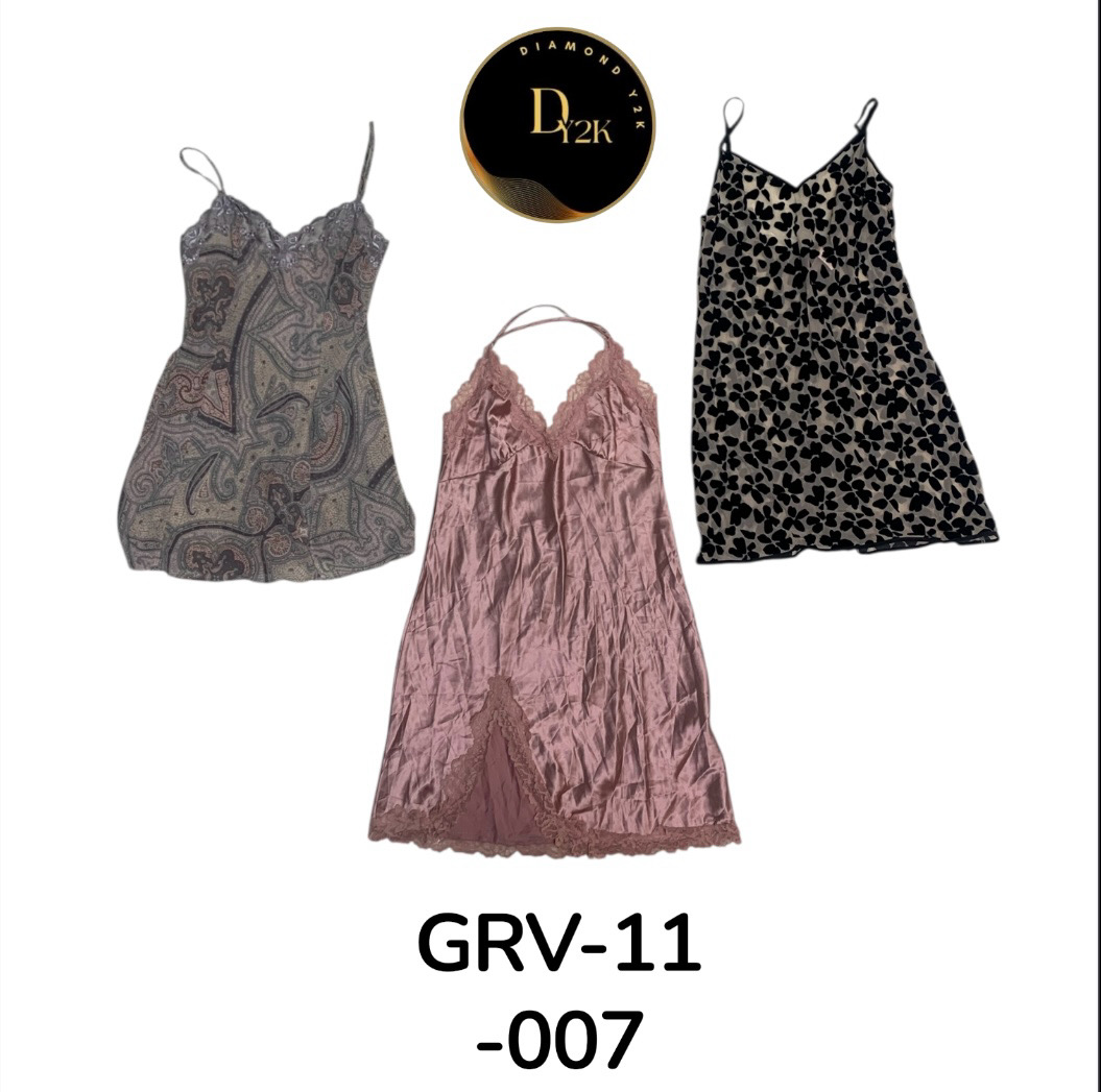 Y2Kスリープドレス – ヴィンテージ2000年代ナイトウェアスタイル (GRV-11-007)