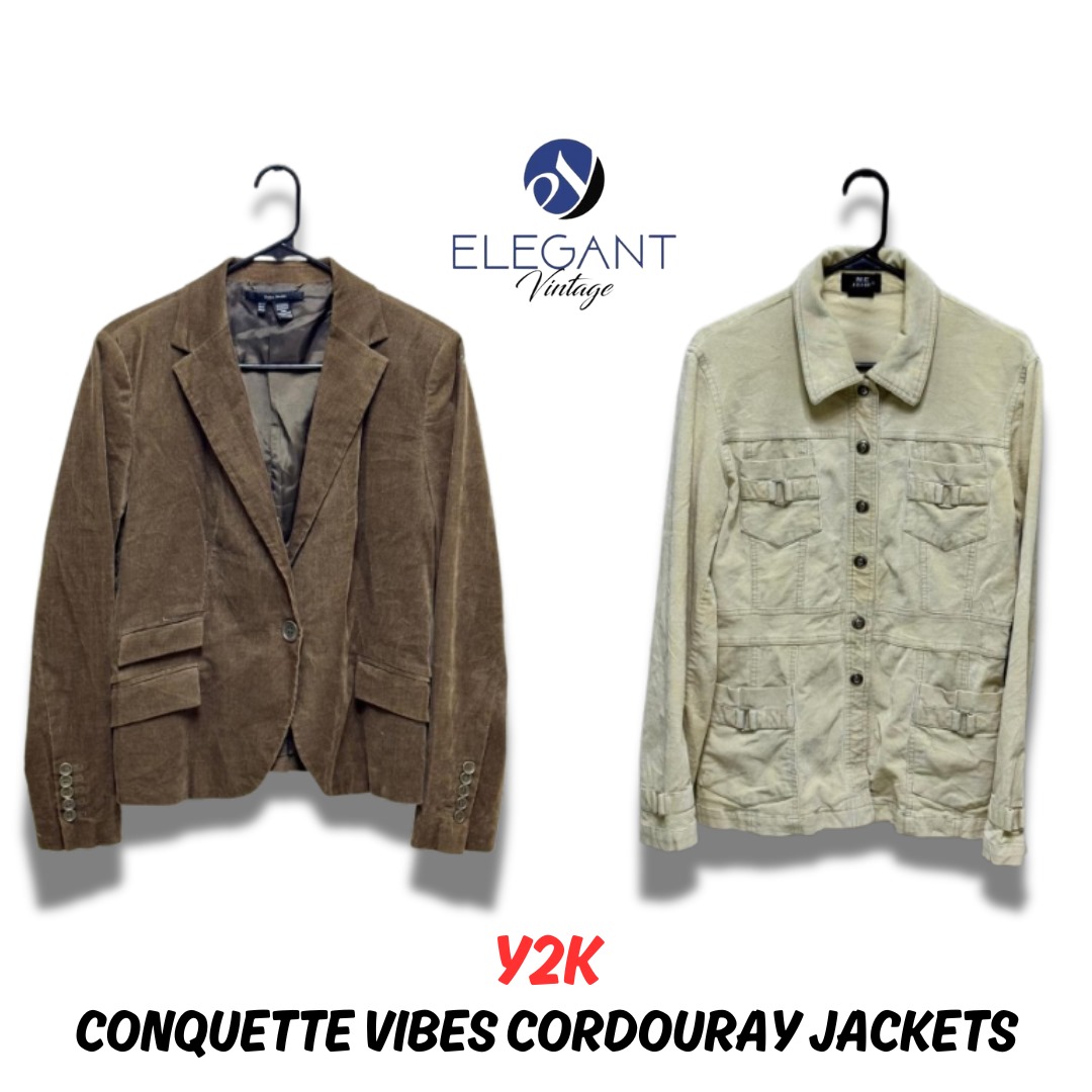 Y2K Conquette Vibes Corduroy Jackets - EV0198