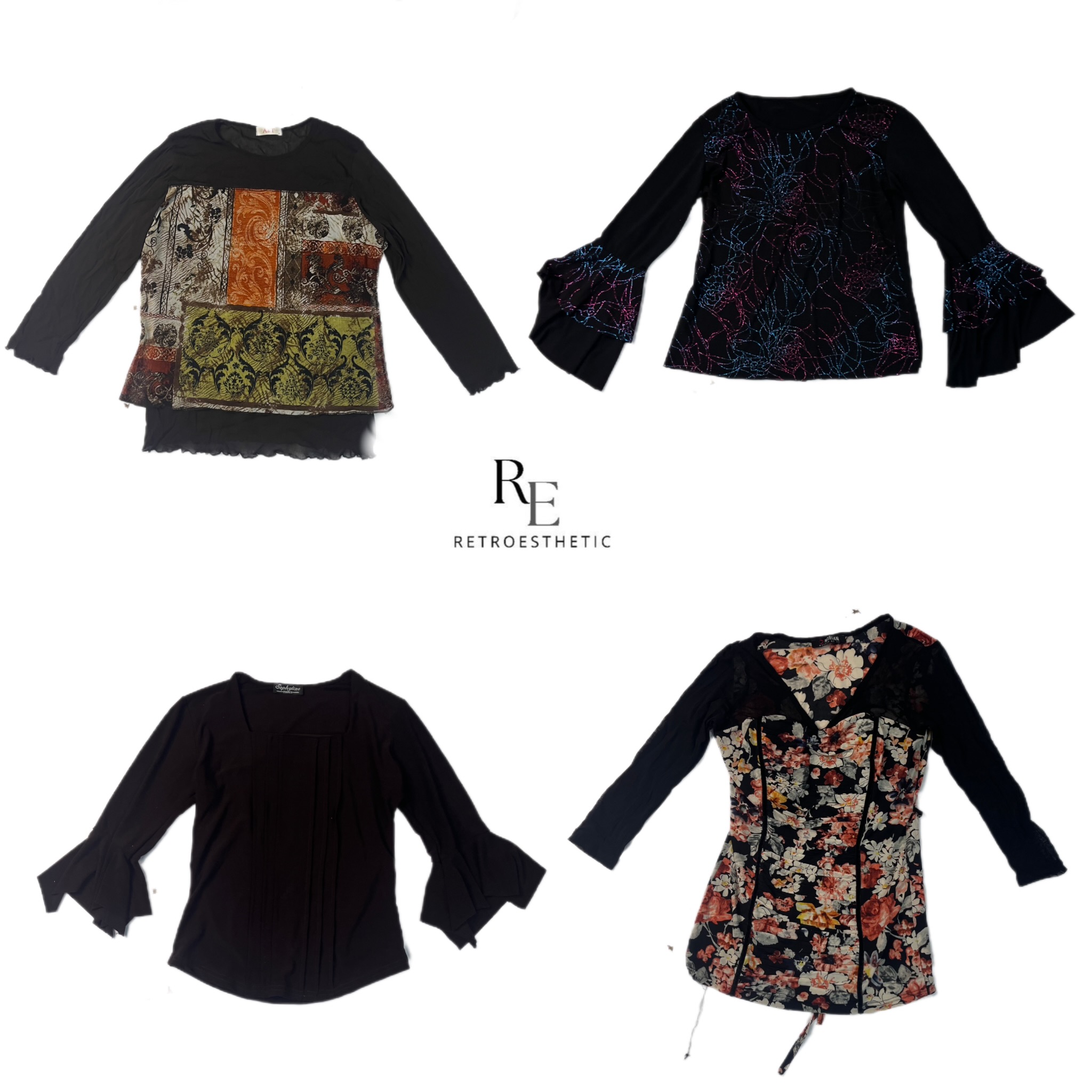 Y2K Whimsy Gothic Tops à manches longues RE-2387