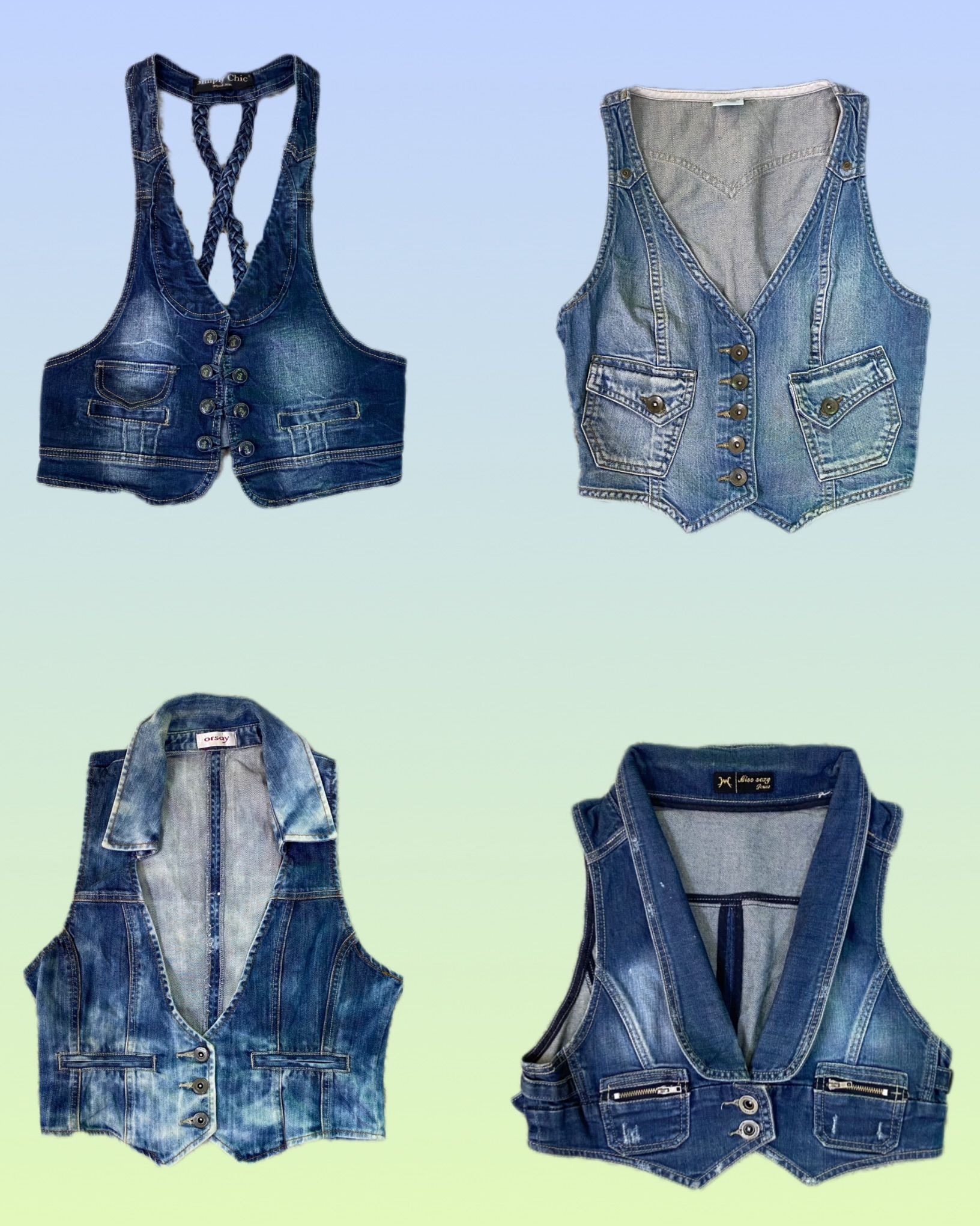 Y2K IT Girl Denim Waistcoat (TS-1345)
