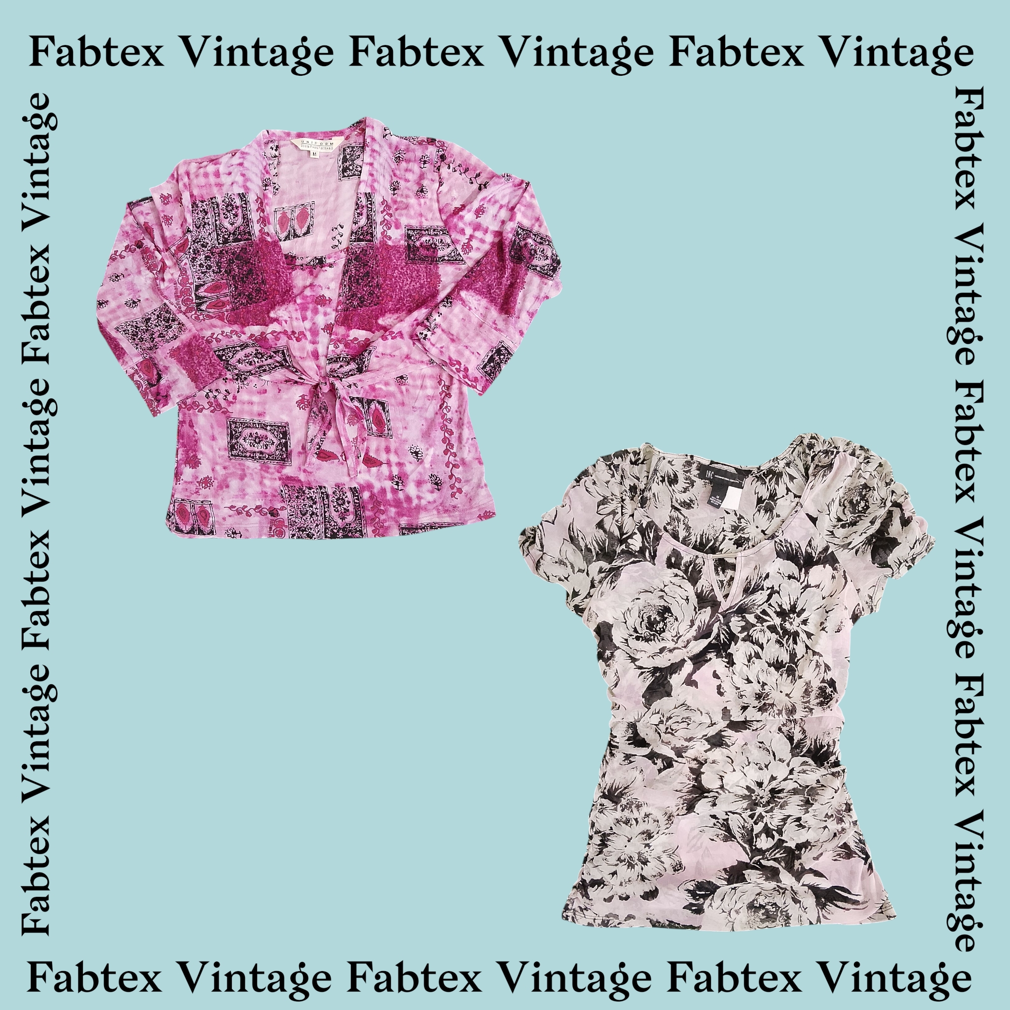 (FV-310) Lila Floral & Y2K Ästhetik Top-Bundle Tre..