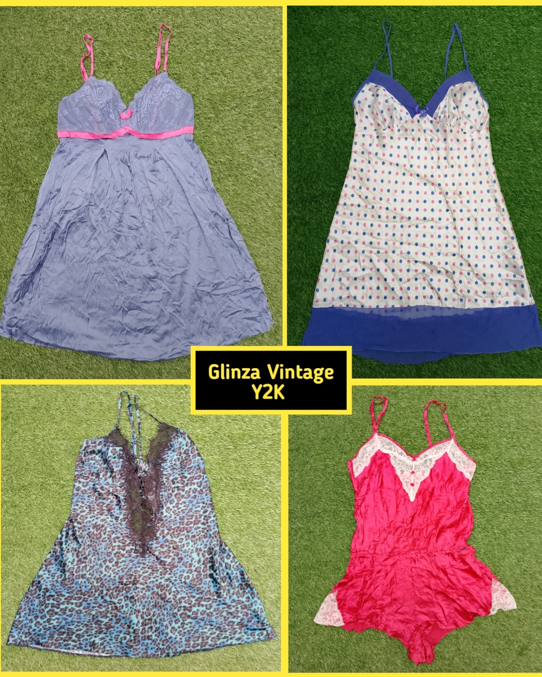Y2K Lingerie Tops – Polka, Leopard, Lace & Satin Dream Collection Gv#40