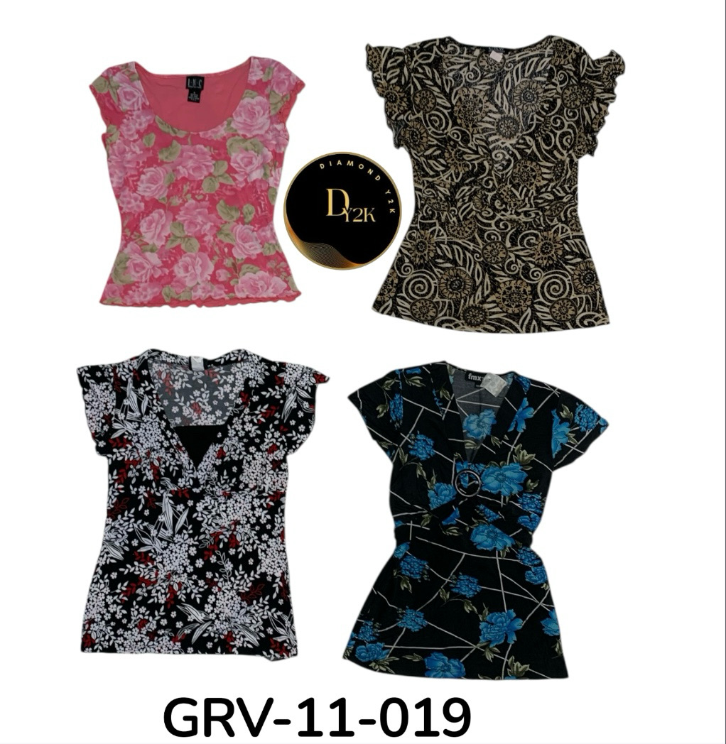 Y2K Short Sleeve Blouse – Vintage 2000s Women’s To..