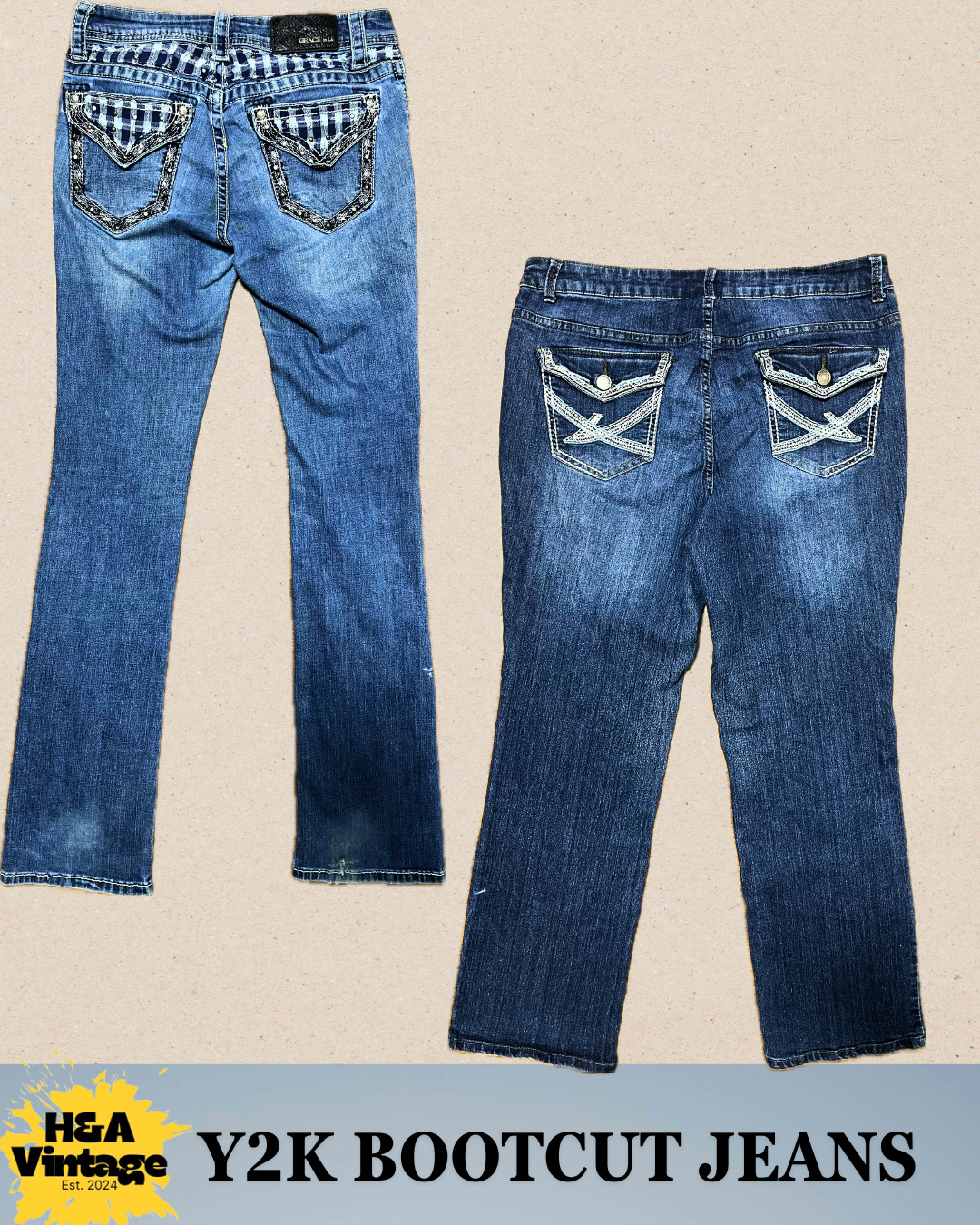 Y2K EMBROIDERED OR EMBELLISHED BOOTCUT JEANS