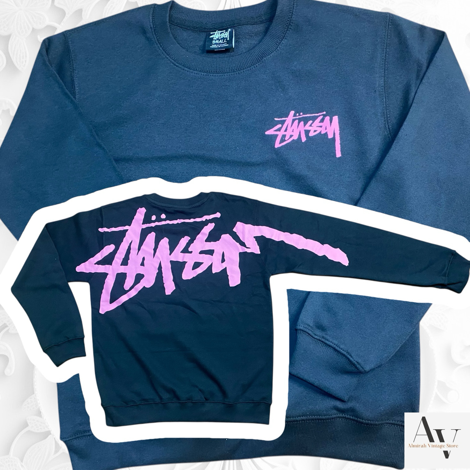 Stussy rework style pink logo sweatshirt