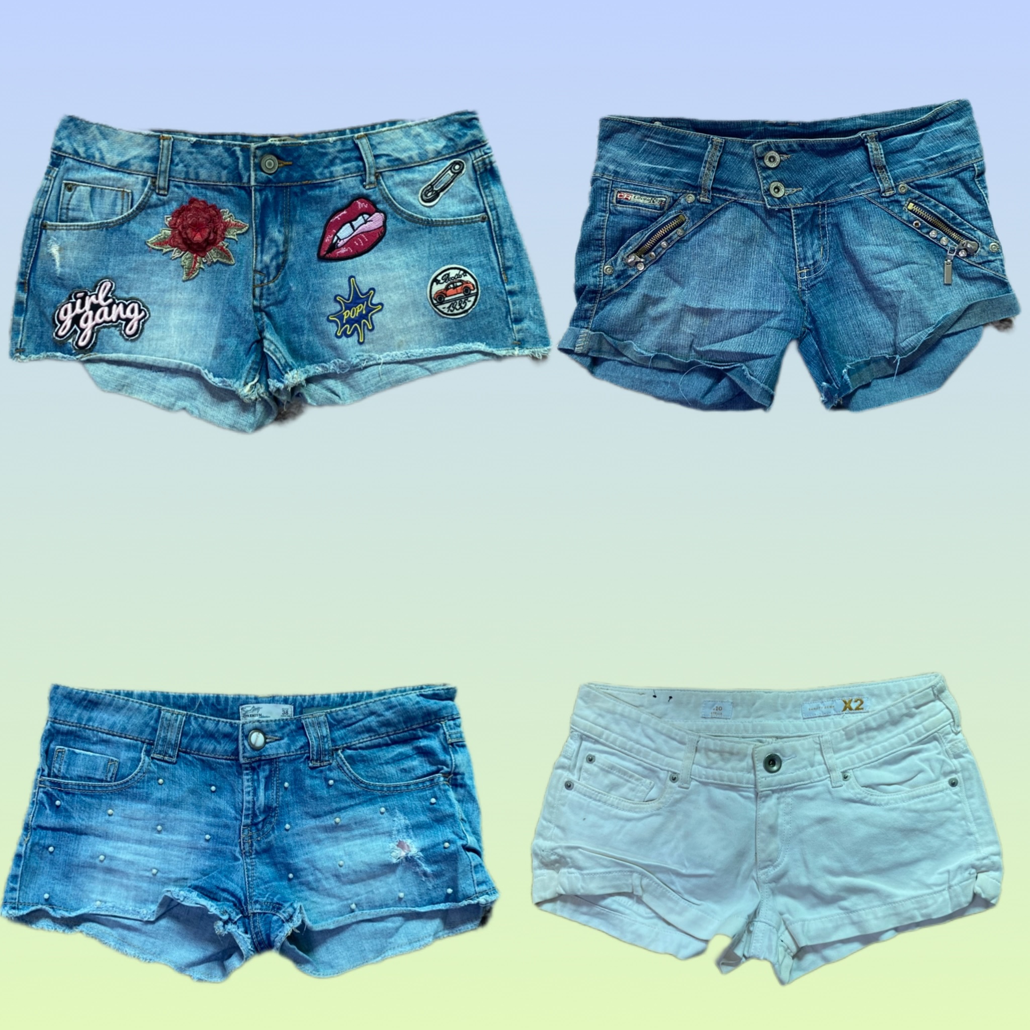 Shorts en denim uniques Y2K (TS-1349)
