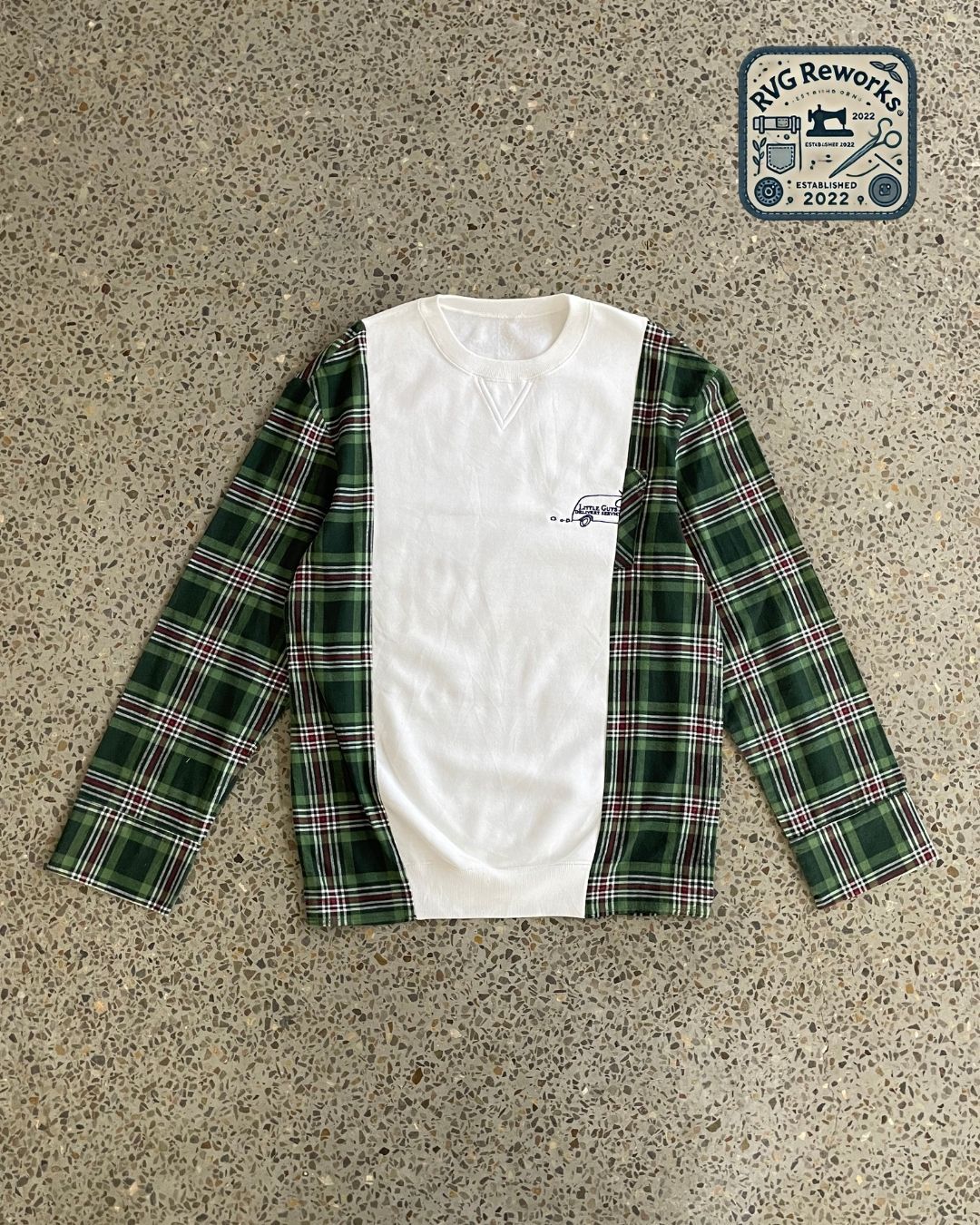 Upcycled Plaid Panel Crewneck