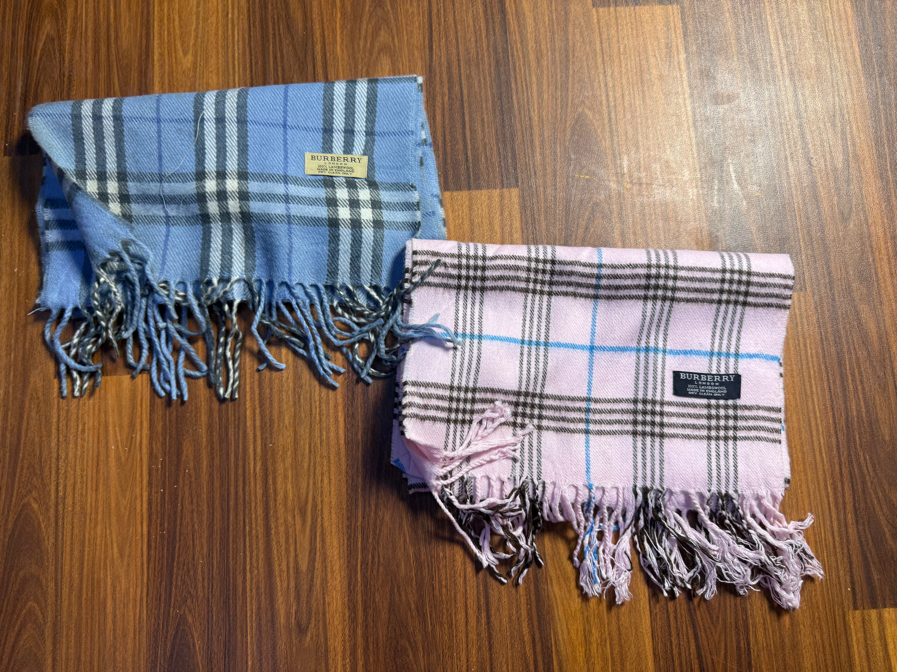 Burberry scarves in pink and sky