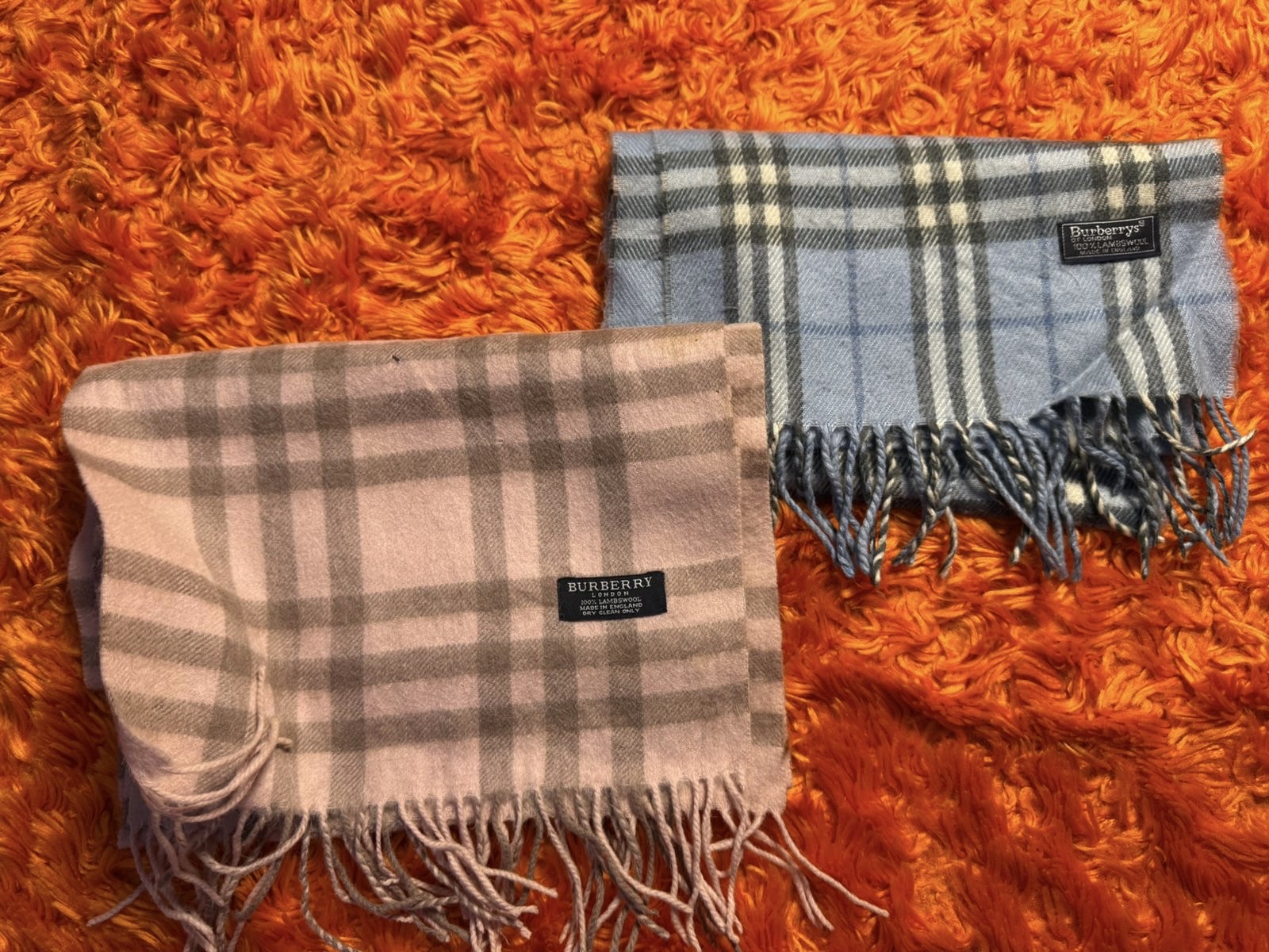 Burberry scarves pink and sky blue
