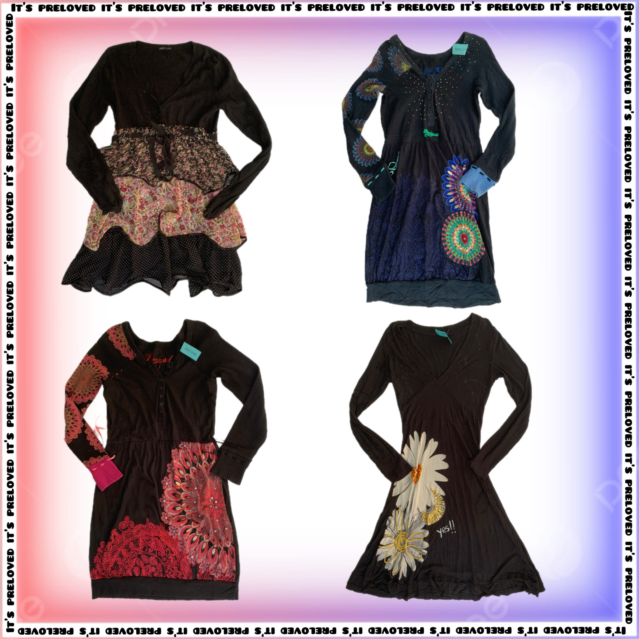 Vestido de mangas largas Artsy mix (SS-1553)