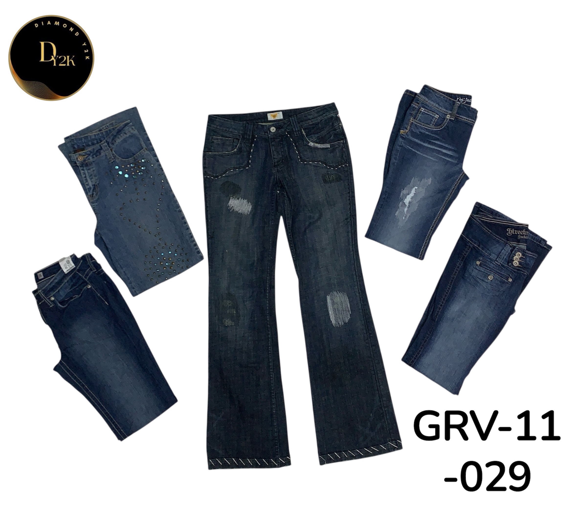 Jeans Flare de Baixa Cintura Clássicos Y2K – Estilo Retrô dos Anos 2000 (GRV-11-029)