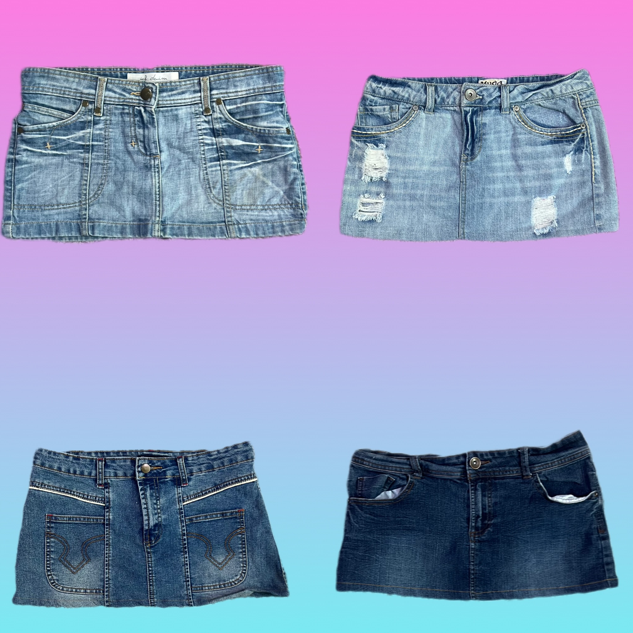 Denim-Throwback-Mini-Röcke (TH:013)