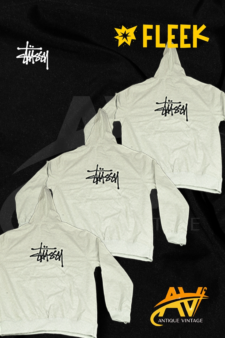 hoodies gris brodés style rework stussy