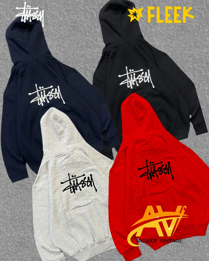 stussy rework style embroidered mix color hoodies